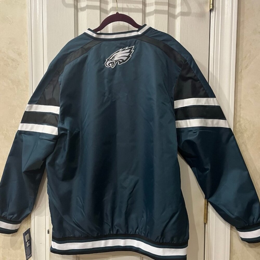 NEW STARTER NFL Philadelphia Eagles V-Neck Nylon Lined Pullover Windbreaker XL - Picture 8 of 11